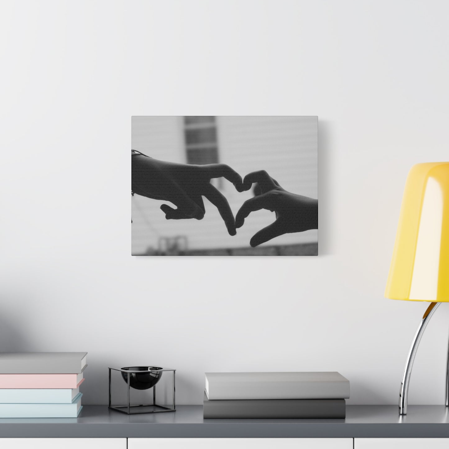 Canvas Wall Art, Sisterly Love Black and White Heart Shape Sisters, Matte Stretched 1 25&quot;, Home Decor, Family Portrait, Gift for