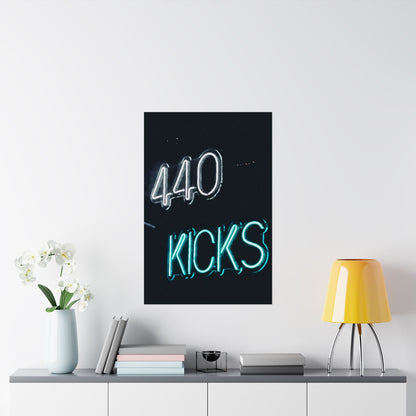 Neon Sign Matte Vertical Posters, Cleveland Ohio 440 Kicks Wall Art Print, Home Decor Gift, Basketball Fan Memorabilia, Sports Room